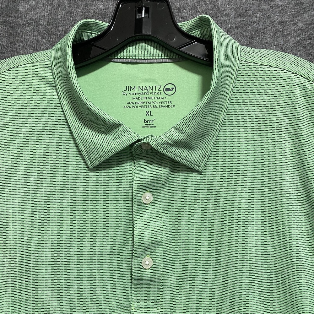 Jim Nantz Vineyard Vines Brrr Golf Polo Shirt Mens XL Green Performance Stretch - Picture 3 of 9